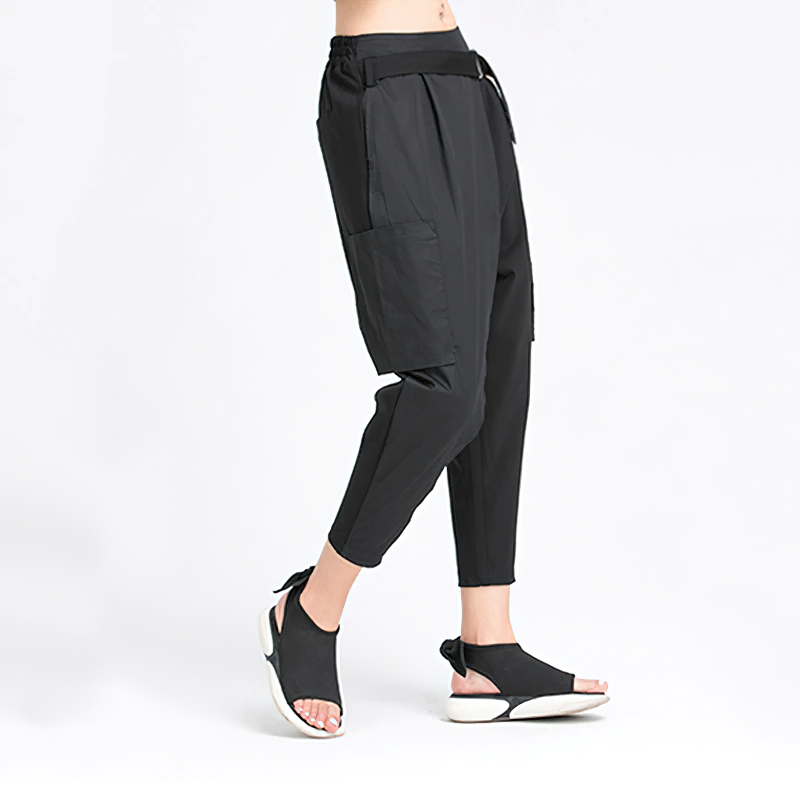 Alternative Style High Elastic Waist Black Trousers / Women's Fashion Loose Fit Pants - HARD'N'HEAVY