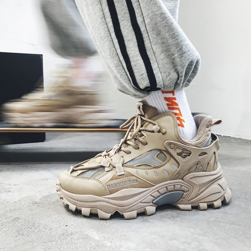 Men's alternative style PU leather sneakers with high sole, perfect for cool casual outfits.