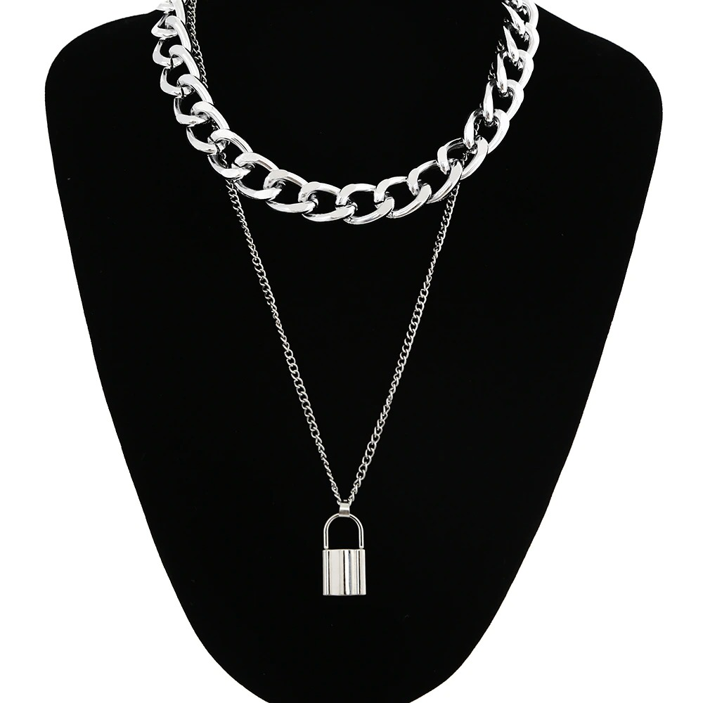 Alternative Style Padlock Pendant / Women's Punk Necklace Chain Lock - HARD'N'HEAVY