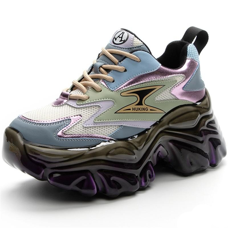 Trendy multicolored platform sneakers for women with unique design and stylish soles, perfect for alternative fashion.