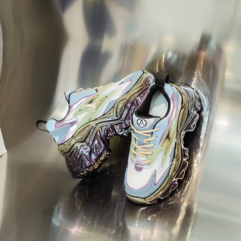 Trendy multicolored women's platform sneakers with unique design, perfect for an alternative style.