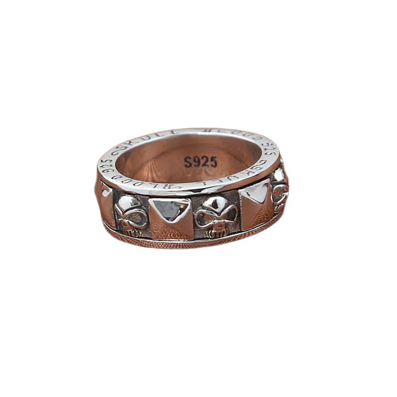 Alternative Stylish 925 Sterling Silver Ring Of Skull Rotate / Unisex Gothic Jewelry - HARD'N'HEAVY