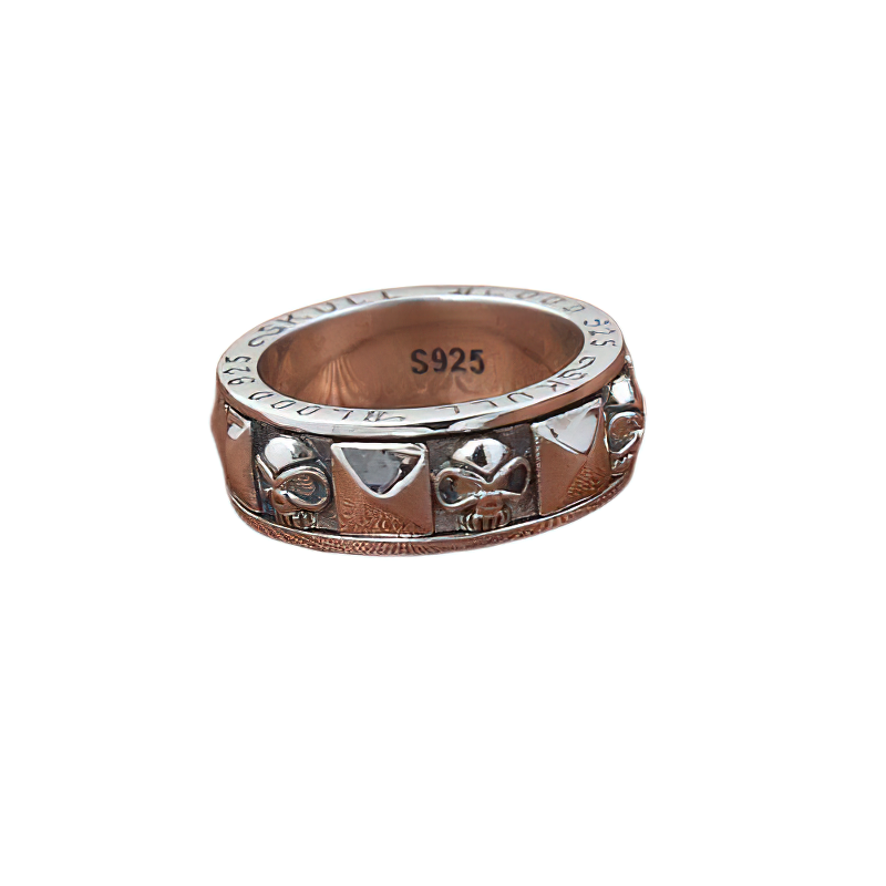 Stylish unisex 925 sterling silver ring featuring a rotating skull design, perfect for gothic fashion lovers.