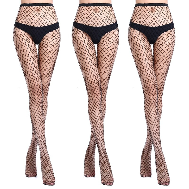 Alternative women sexy fishnet pantyhose, perfect for summer looks with shorts or skirts. Stylish thigh high mesh design.