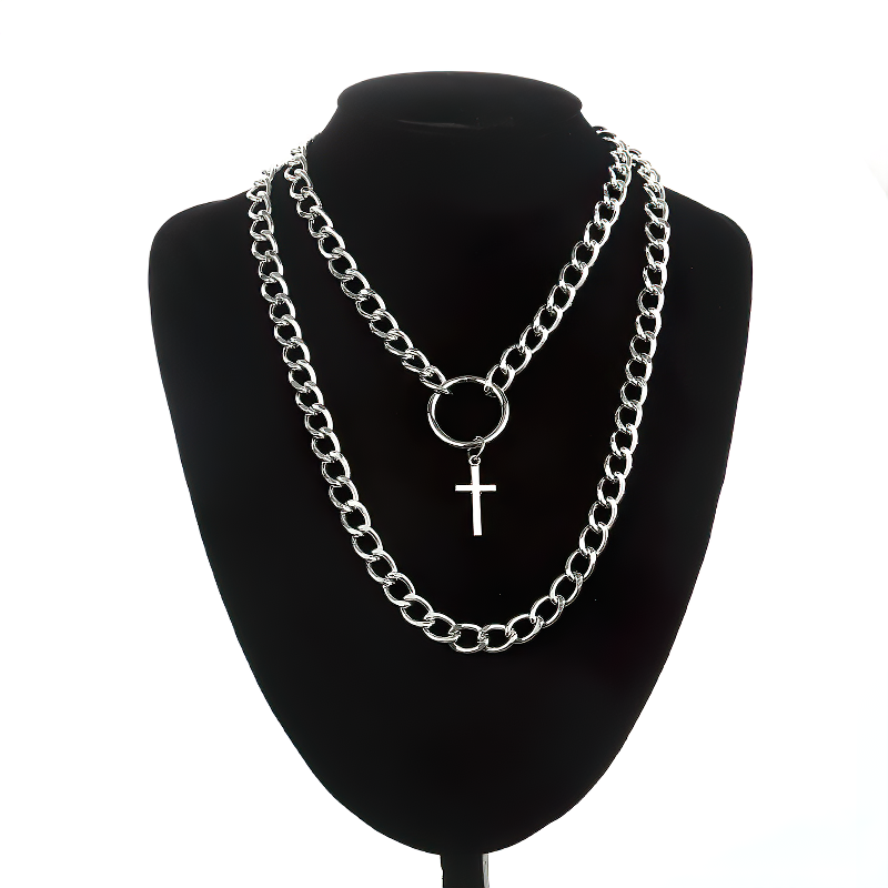 Alternative Necklace With Lock / Layered Chain Punk Jewellery / Metal Jewellery Accessories - HARD'N'HEAVY