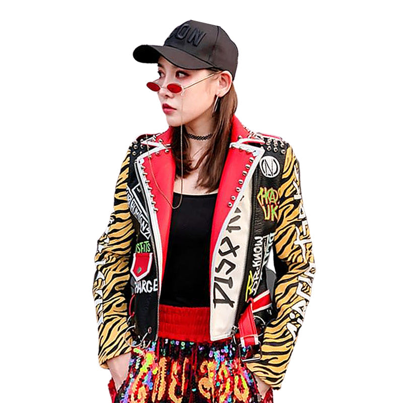 Alterntaive Fashion Pu Leather Short Jacket / Wocker Chick Clothes with Print - HARD'N'HEAVY