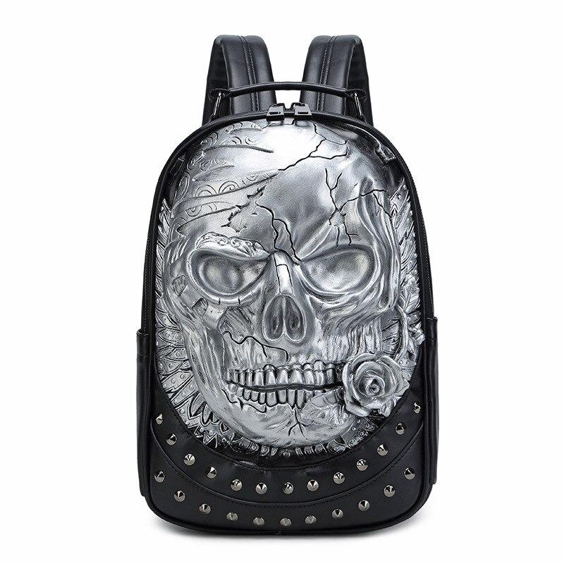 Stylish unisex skull backpack for alternative fashion lovers, perfect for travel with unique design and waterproof features.