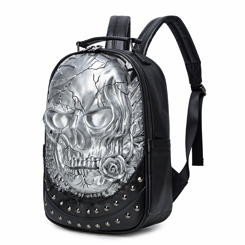 Stylish unisex skull design backpack, ideal for alternative fashion and travel. Waterproof with adjustable straps.