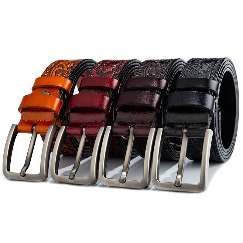Collection of vintage gothic leather belts for men in various colors with metal buckles.