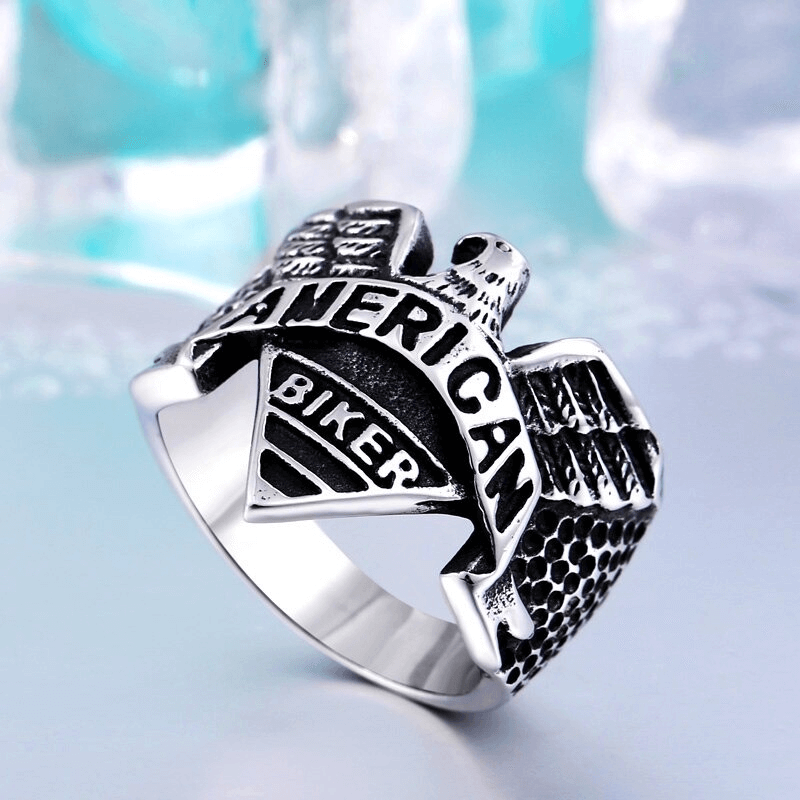 American Biker Eagle Ring / Stainless Steel Rock Fashion / Personality Signet Jewelry - HARD'N'HEAVY