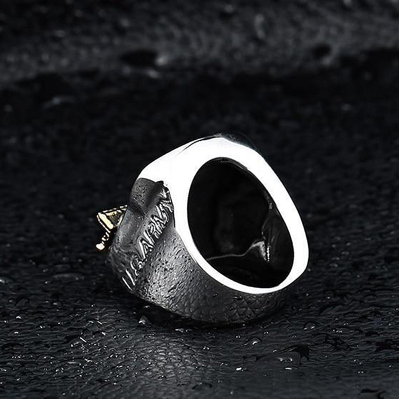 Stylish American Airborne Screaming Eagle stainless steel ring with a unique design, perfect for rock style jewelry enthusiasts.