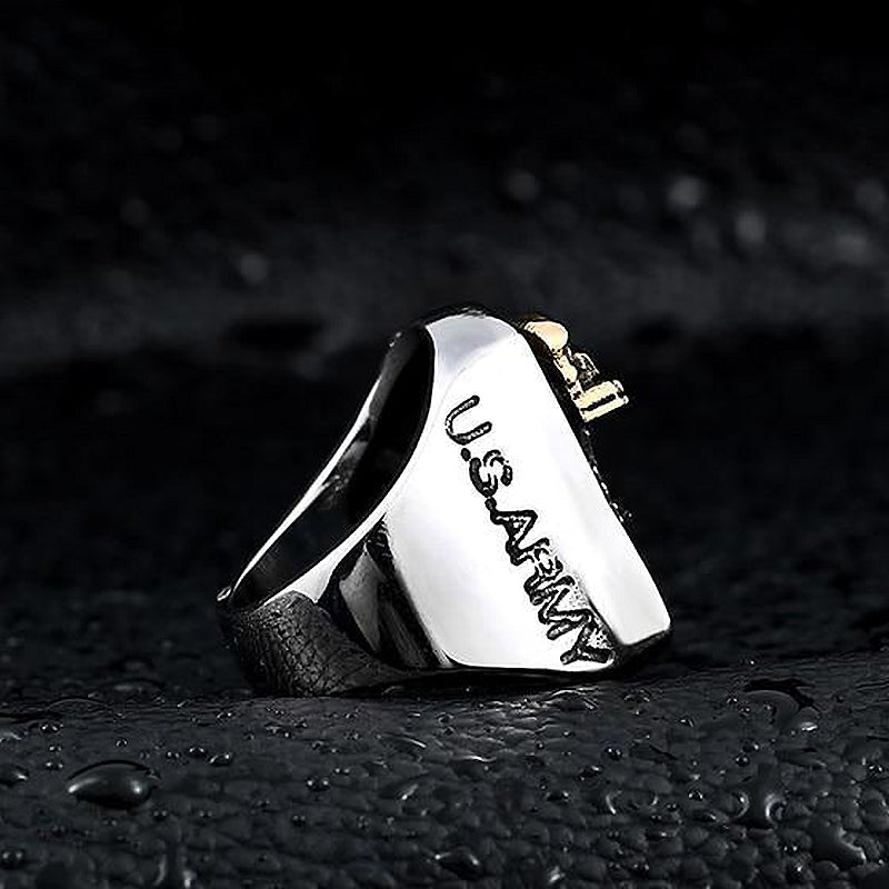 Stylish U.S. Army stainless steel ring, perfect for rock accessories and showcasing your military pride.