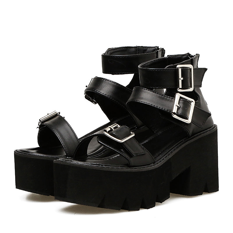 Ankle Strap Alternative Fashion Women's Sandals / Open Toe Platform Shoes with High Thick Heels - HARD'N'HEAVY