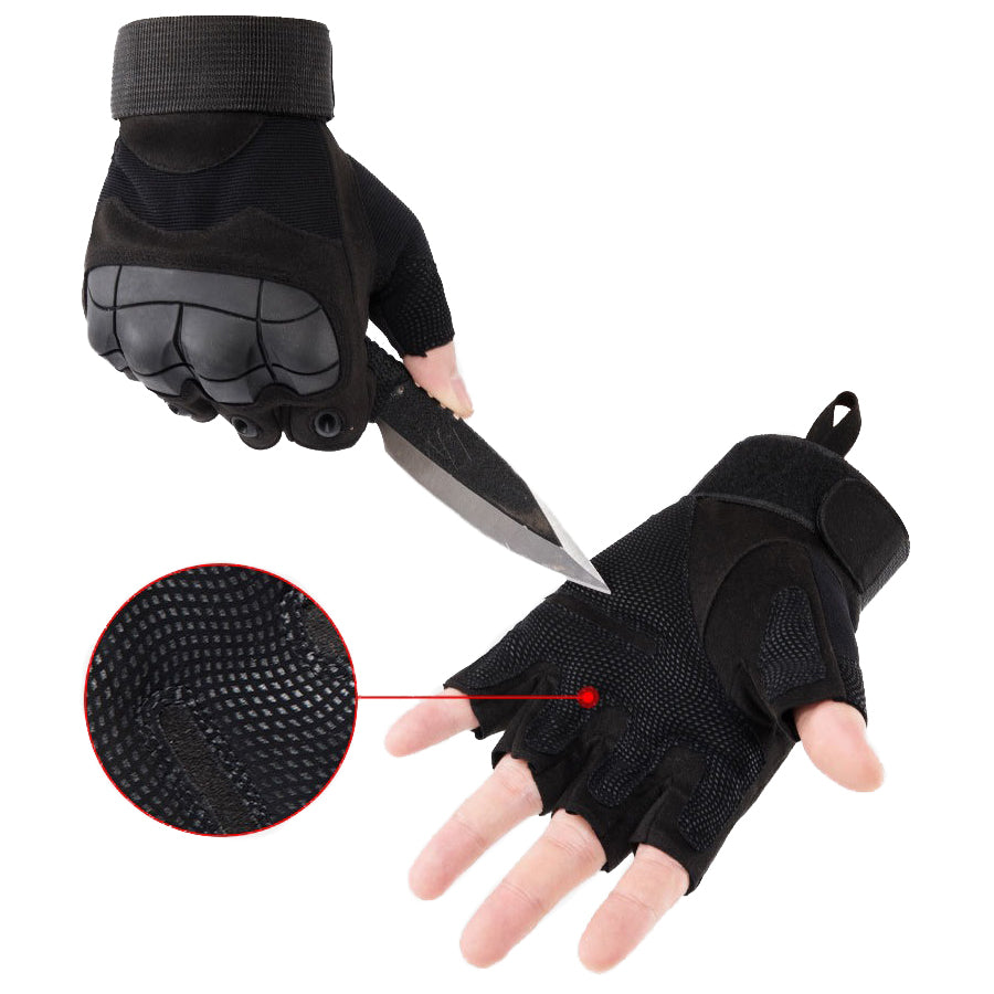 Army Men Tactical Gloves, half-finger design, anti-slip carbon fiber shell, ideal for military and sports activities.