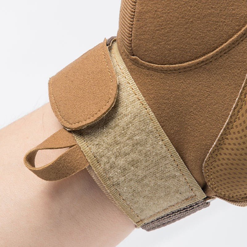 Close-up of Army Men Tactical Gloves showing adjustable wrist strap for a secure fit during military and sports activities.