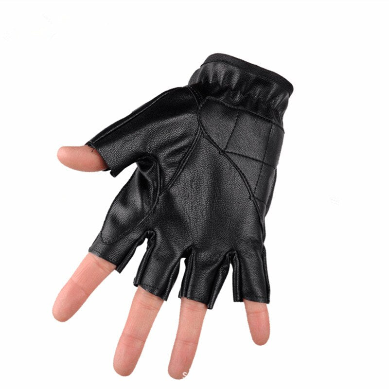 Half finger black tactical gloves for outdoor sports and motorcycles, stylish and durable for any adventure.