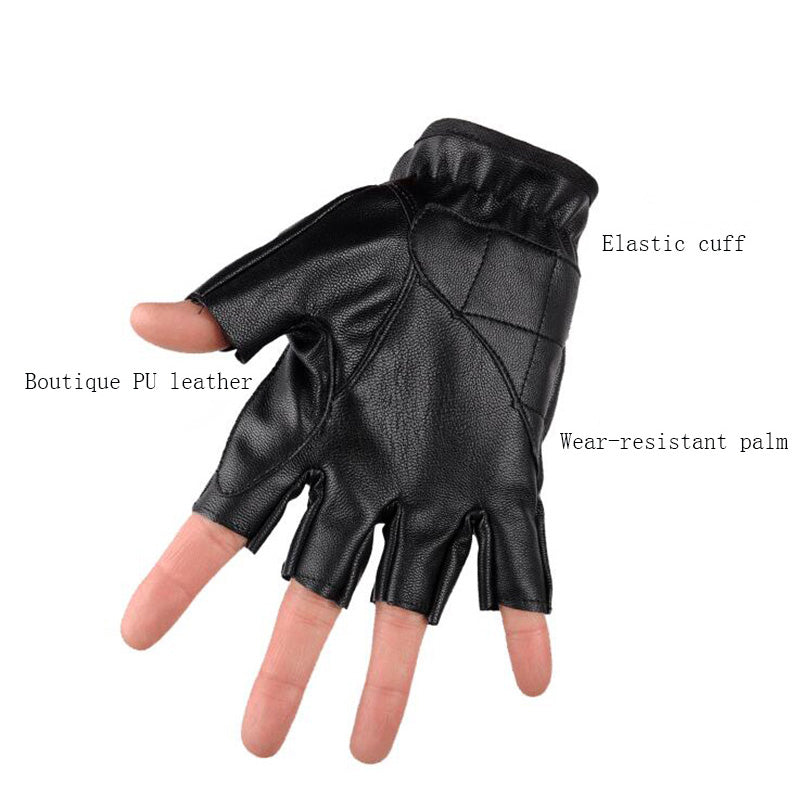 Half finger tactical gloves made of PU leather with elastic cuff and wear-resistant palm, perfect for outdoor sports.