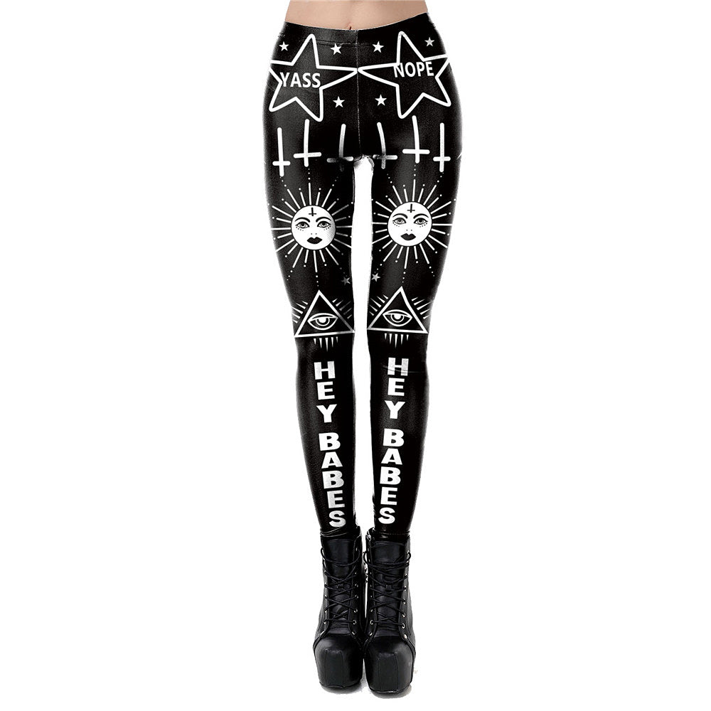 Bad Girl Leggings Women Gothic Pants / All-seeing Eye Female Witchcraft / Slim Fitness Trousers - HARD'N'HEAVY