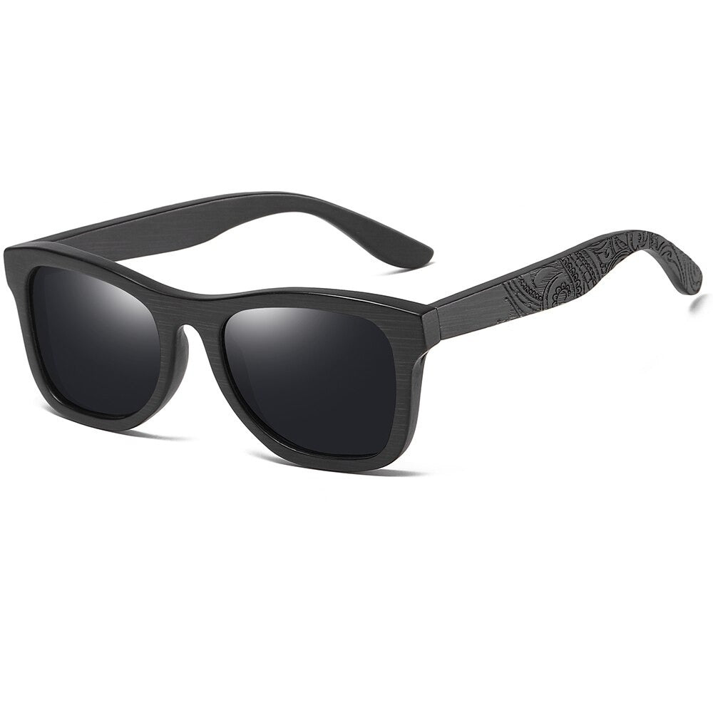 Bamboo unisex polarized sunglasses with a stylish wooden frame and anti-reflective lenses for casual fashion.