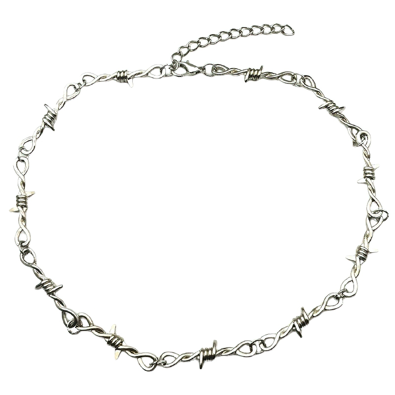 Barbed Wire Iron Gothic Unisex Necklace / Men's And Women's Metal Chain Choker With Thorns - HARD'N'HEAVY