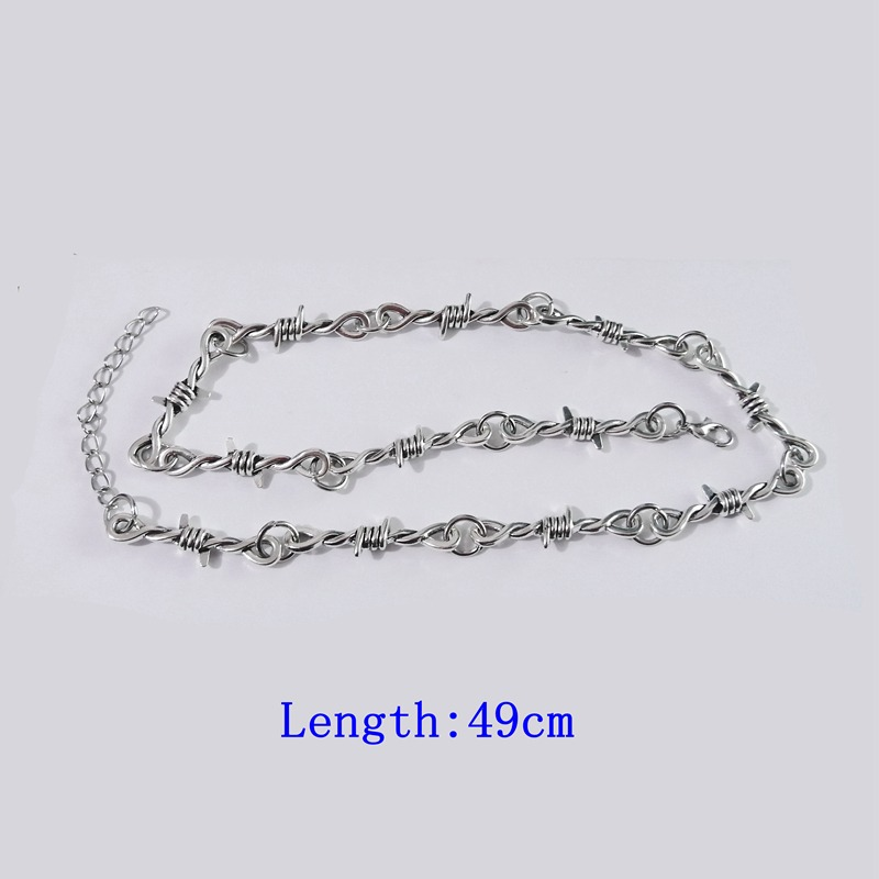 Barbed Wire Iron Gothic Unisex Necklace / Men's And Women's Metal Chain Choker With Thorns - HARD'N'HEAVY
