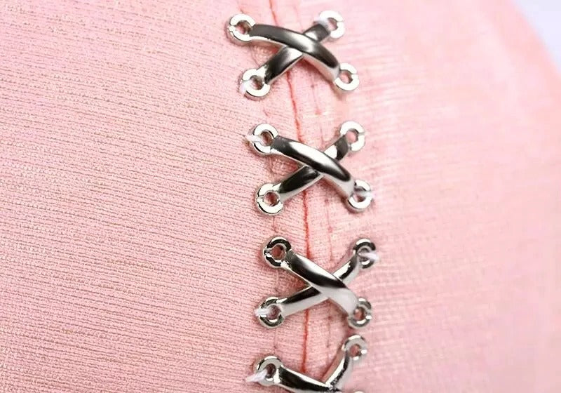 Close-up of unique silver ring design on a unisex rave baseball cap, showcasing its alternative fashion style.