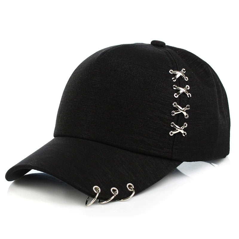 Baseball Cap with Rings / Rave outfits / Alternative Clothing - HARD'N'HEAVY