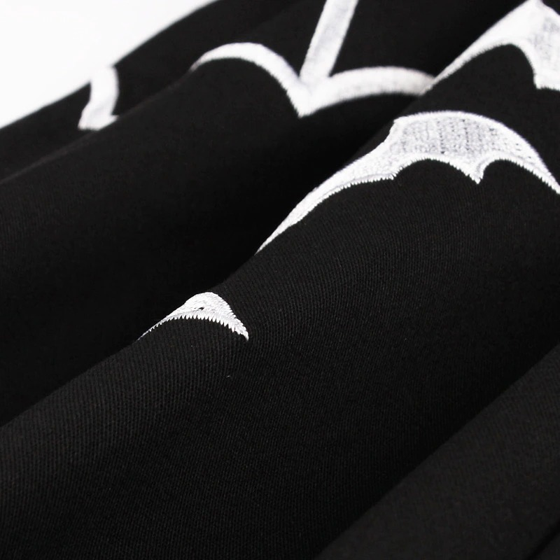 Bat Embroidery Women's Dress / Gothic Black A-Line Dress / Halloween Costumes - HARD'N'HEAVY