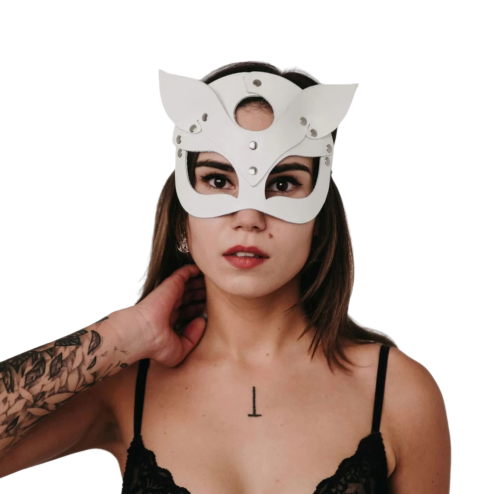 BDSM Mask Face Cat with Leather material / Black Sexy Mask with PU Leather - HARD'N'HEAVY