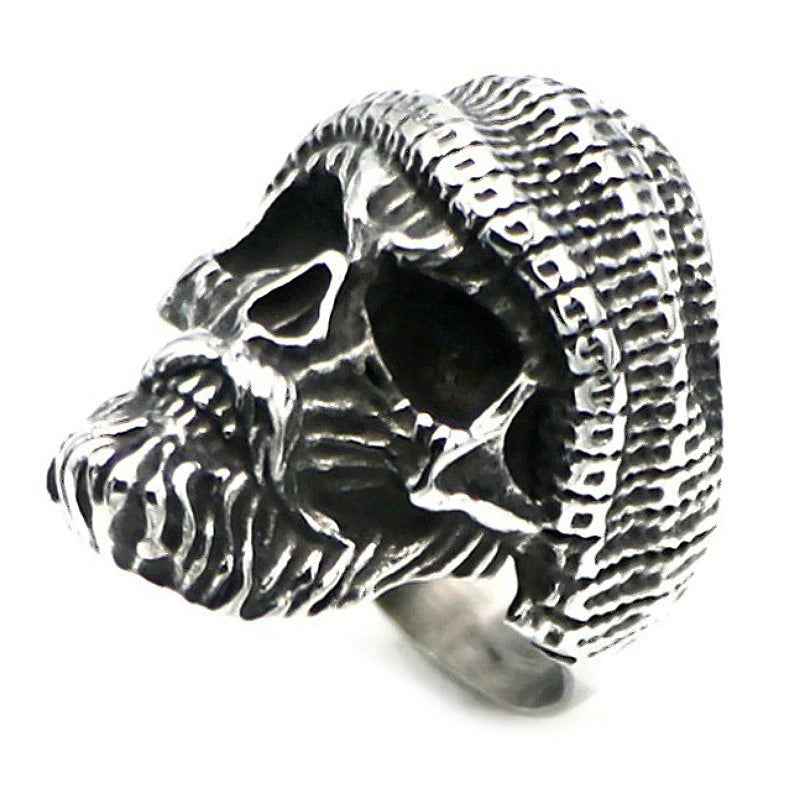Bearded Skull Ring / 925 Sterling Silver Adjustable Rings / Gothic Vintage Punk Rock Biker Jewelry - HARD'N'HEAVY