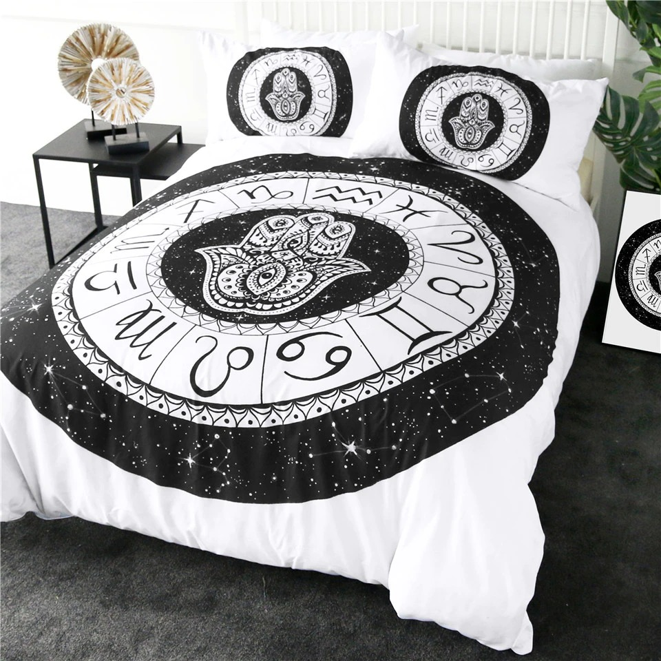 Bedding Set With Kreis Sternzeichen Print / Unisex Bedclothes Sets / Fashion Home Textiles - HARD'N'HEAVY