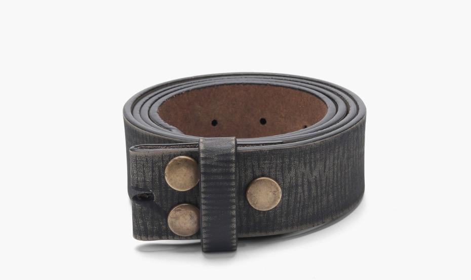 Genuine leather belt without buckle for men in dark color, stylish and casual accessory for jeans.