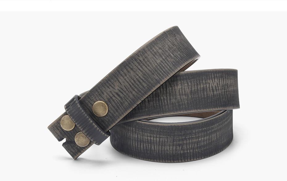 Stylish buckle-free genuine leather belt for men, featuring a dark finish, perfect for casual outings and jeans.