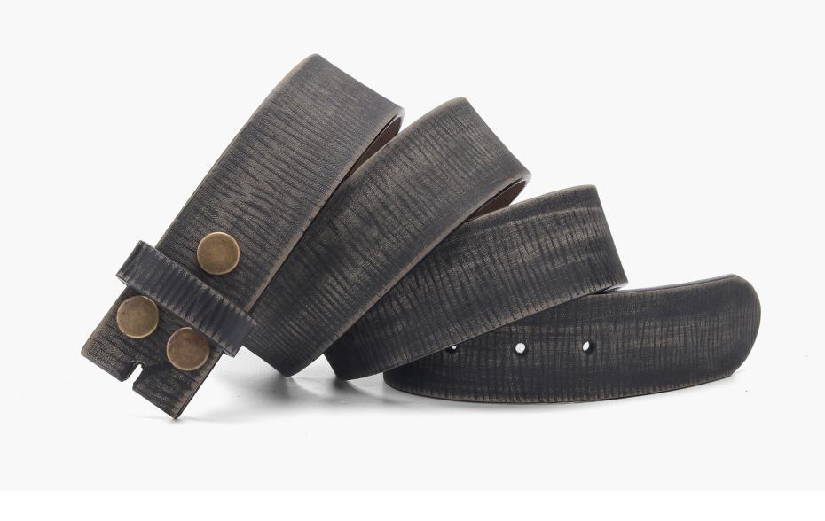 Genuine leather belt without buckle for men, stylish casual accessory for jeans, 3.8 cm width.