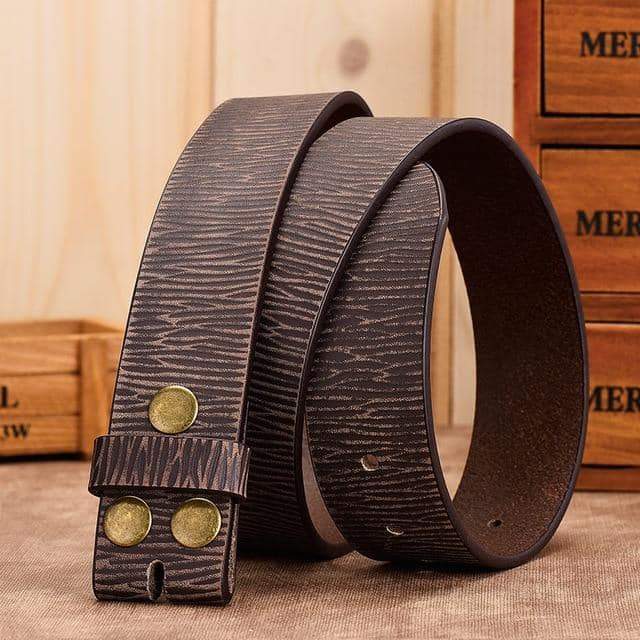 Belt Without Buckle For Men Genuine Leather Belt For Jeans 3.8 CM Width Cowskin One Layer Strap - HARD'N'HEAVY
