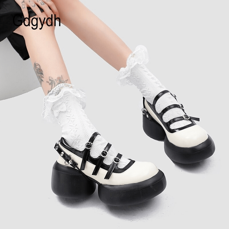 Big Toe Thick Bottom Mary Jane Shoes / Japanese Style Buckle Strap Leather Shoes for Women - HARD'N'HEAVY
