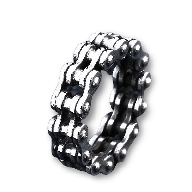 Stylish stainless steel biker chain ring, perfect for rock style jewelry for men and women.