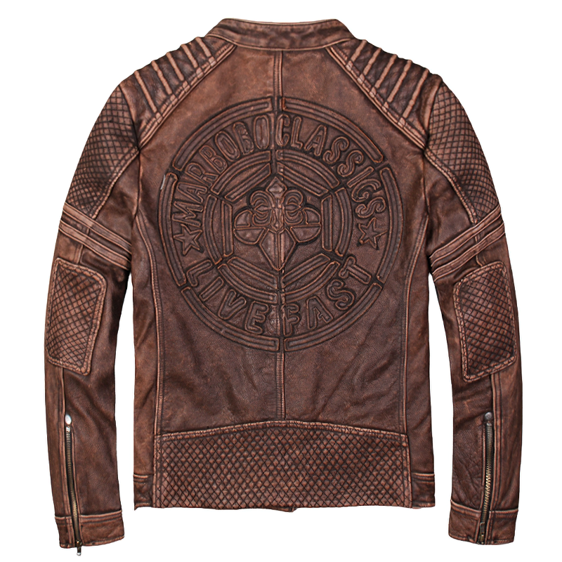 Biker Dark Grey Jacket / Genuine Leather Motorcycle Jackets / Vintage Durable Men's Clothing - HARD'N'HEAVY