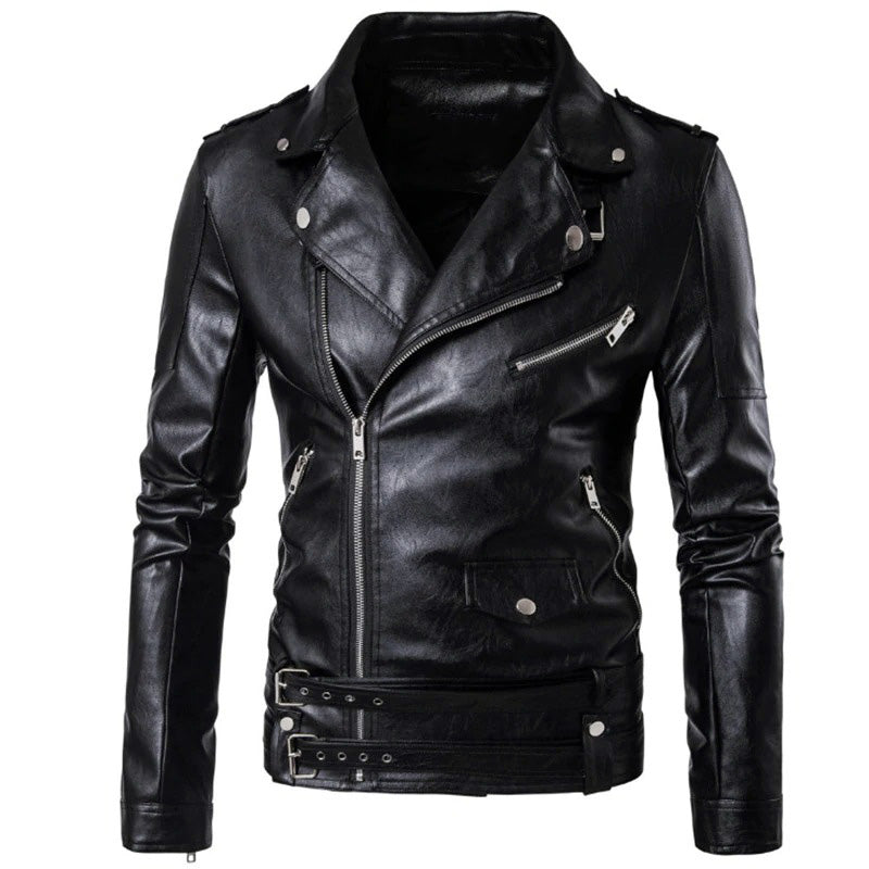 Biker Jacket with a Turn-down Collar / Rock Style Faux Leather Jacket - HARD'N'HEAVY