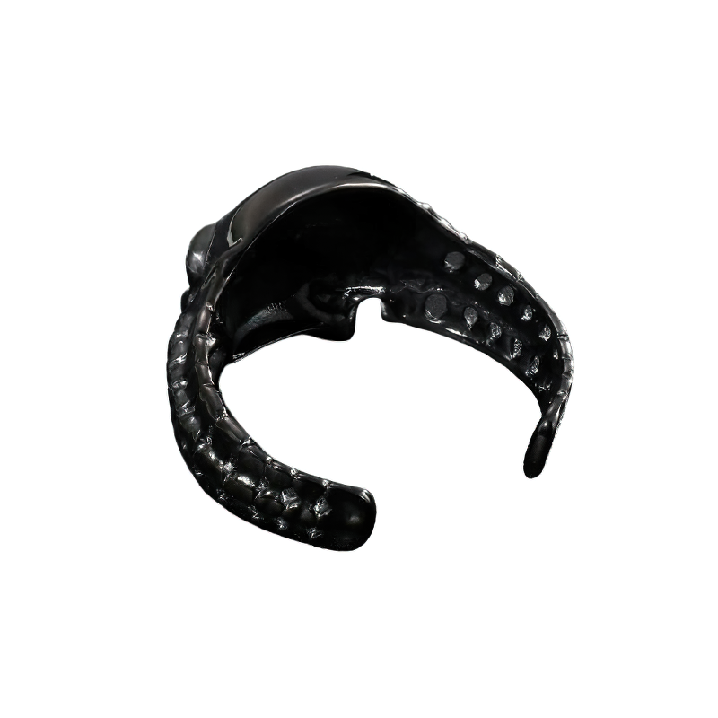 Biker Men's Skull Stainless Steel Black Color  Bracelet / Gothic Male Open Bracelets - HARD'N'HEAVY