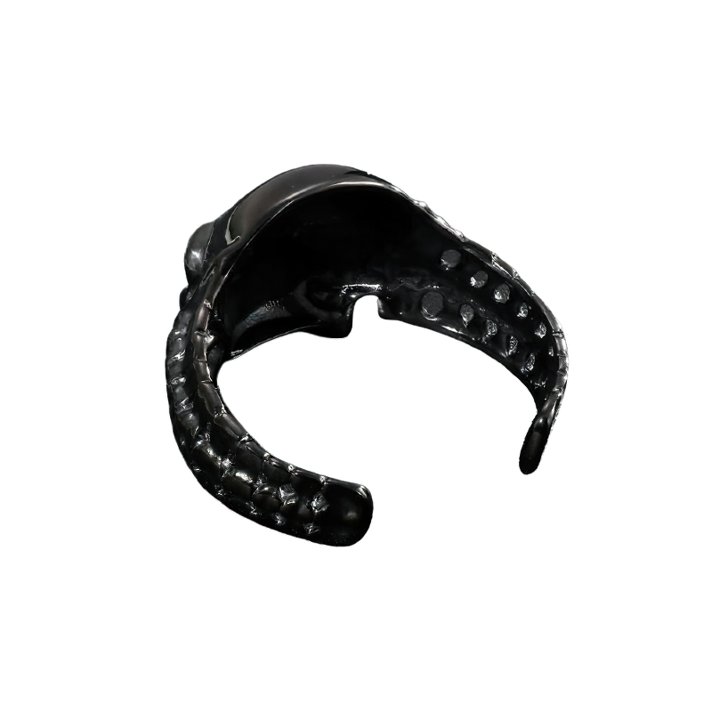 Gothic men's black skull bracelet with detailed octopus tentacle design.
