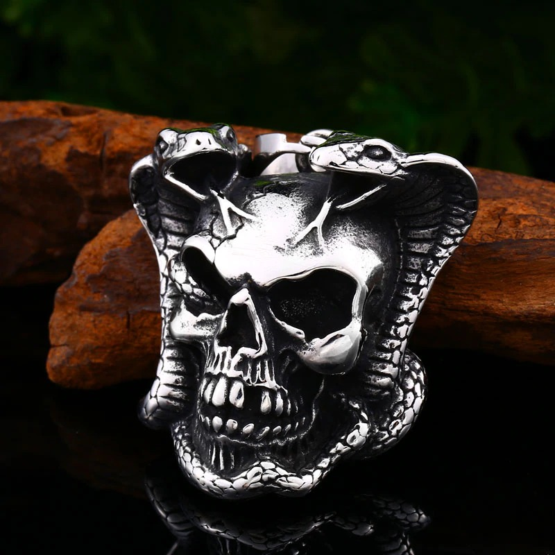Biker pendant necklace with devil skull skeleton / Punk Pendant Stainless steel / Popular jewelry - HARD'N'HEAVY