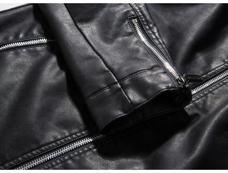 Biker PU Leather Jacket / Rock Style Motorcycle Outerwear Warm / Thick Mens Leather Jackets - HARD'N'HEAVY