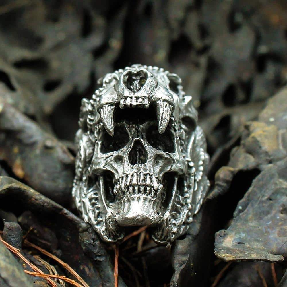 Biker Stainless Steel Rings in Rock Style / Vintage Indian Warrior Unisex Skull Jewelry - HARD'N'HEAVY