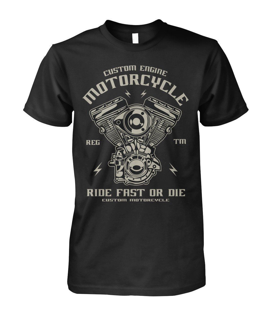 Biker T-shirt with Engine Print / Short Sleeve vintage tees / Rock t shirts - HARD'N'HEAVY