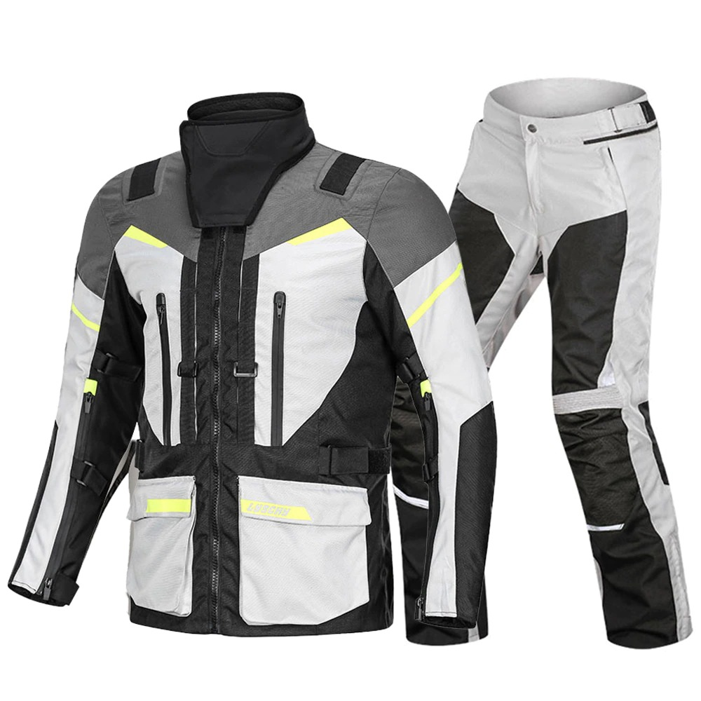 Biker waterproof jacket and cold-proof pants for men, perfect for motorcycling and racing activities.