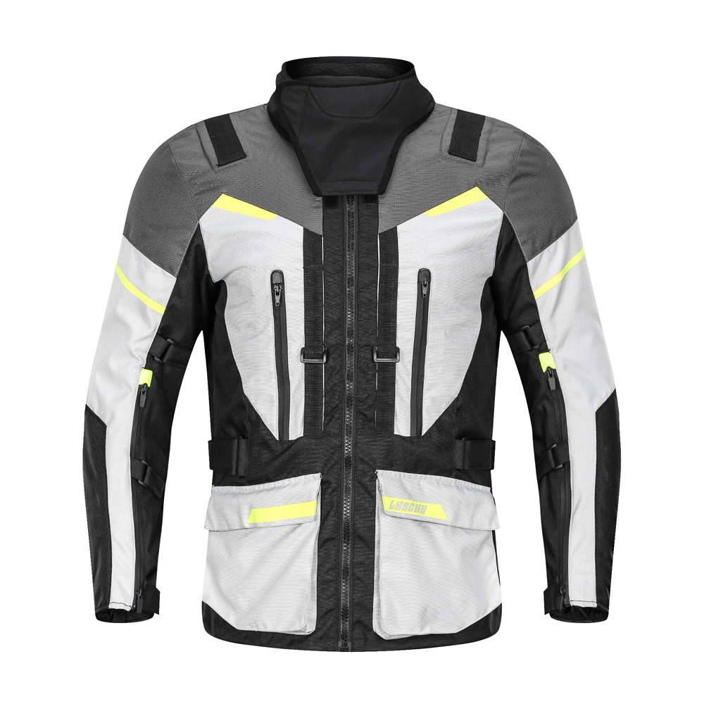 Biker waterproof jacket for men with reflective details, ideal for motorcycling and outdoor activities.