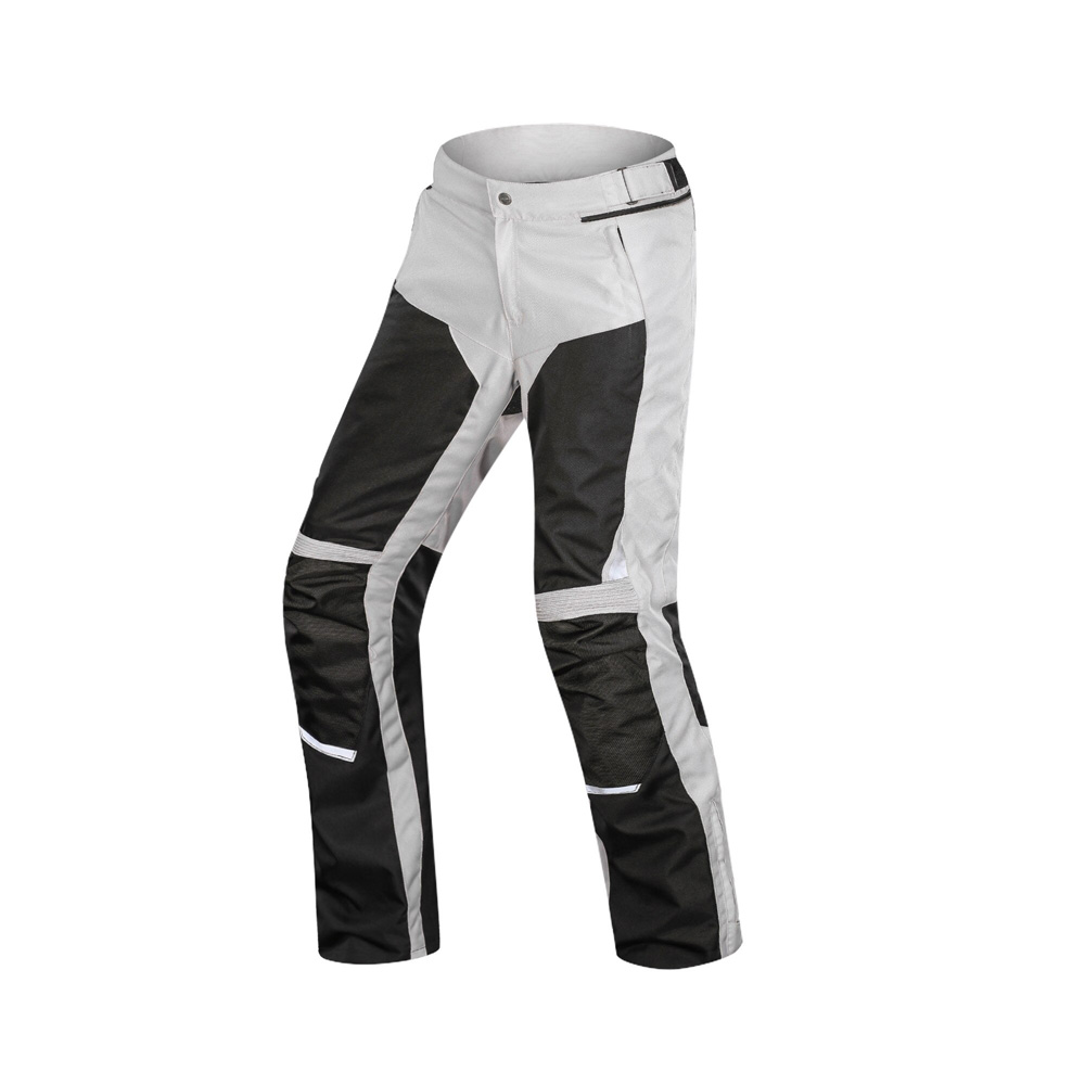 Men's cold-proof motorcycle pants in sleek black and white, perfect for protective gear during rides.