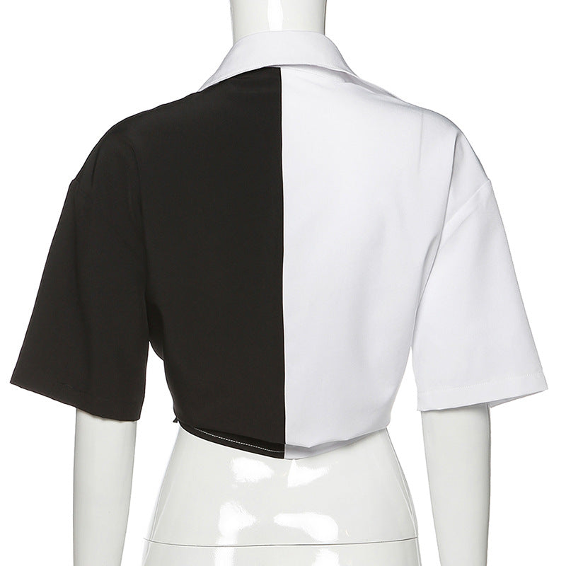 Black and White Women's Tops with Short Sleeves / Alternative Fashion Outfits - HARD'N'HEAVY