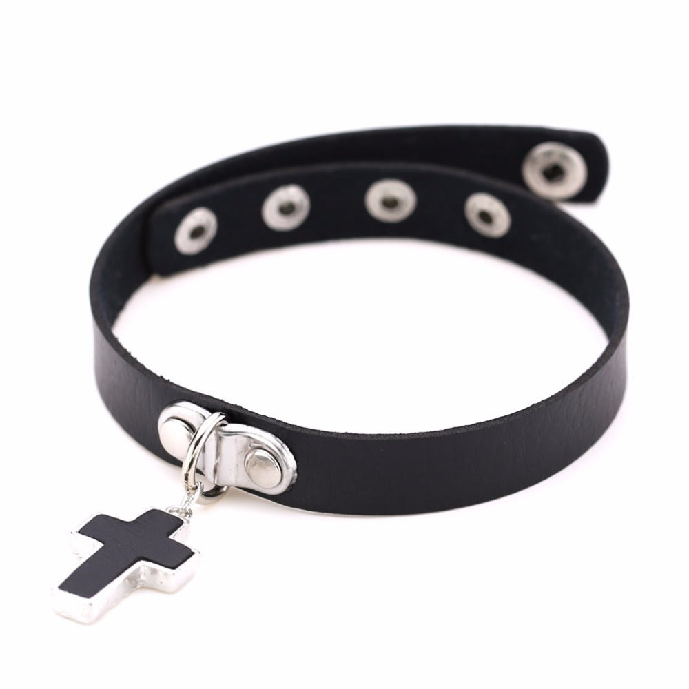 Black Cross Gothic Chokers for Women / Chocker collar for Women - HARD'N'HEAVY